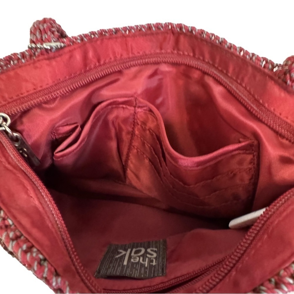 The Sak Multicolor Crochet Small Handbag Zip Closure Inside Zip Pocket Vintage - Picture 8 of 13